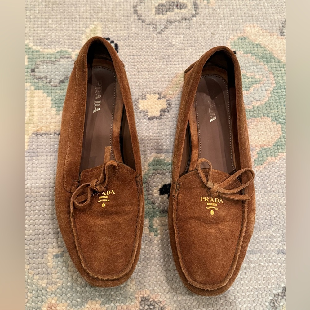 Prada Suede Bow Driver Loafers